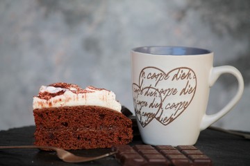 chocolate cake with chantilly cream