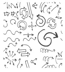 hand-drawn doodle seamless pattern with arrows