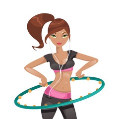 Exercise with a hoop. Vector Illustration