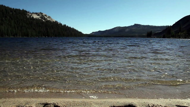 Small Waves On Mountain Lake Low Angle Yosemite California
