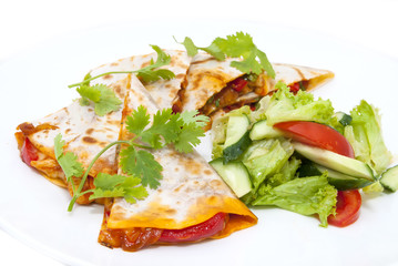 Mexican food restaurant on a white dish