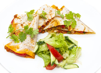Mexican food restaurant on a white dish