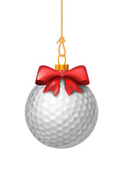Golf ball with red bow