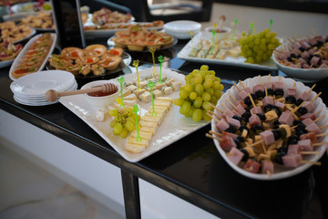 delicious holiday snacks on the table, the food is gourmet
