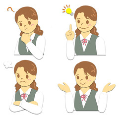 OL　表情　考える　ひらめく　怒る　お手上げ　グレー