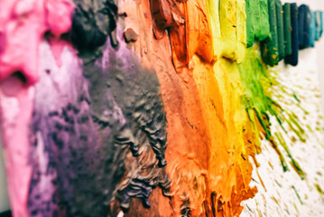 Melted colorful crayons