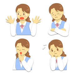 OL　表情　驚く　悩む　あくび　困る　ブルー
