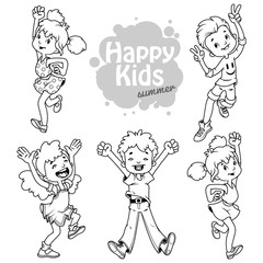 Very happy children on a white background.