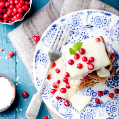 White chocolate cake, blondie, brownie with cranberry and coconut 