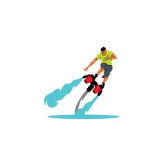 Flyboarding man. Vector Illustration.
