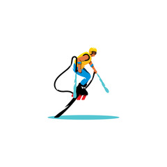 Fototapeta premium Flyboarding man. Vector Illustration.