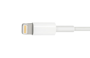 MOSCOW, RUSSIA - NOVEMBER 07, 2015: Apple Lightning Connector used to connect mobile devices iPhones, iPads and iPods to host computers.