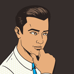 Man thinking hard pop art style vector