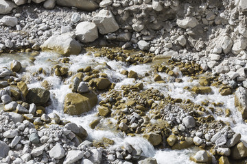 Mountain river of Ala-Archa gorge in the summer's day, Kyrgyzsta