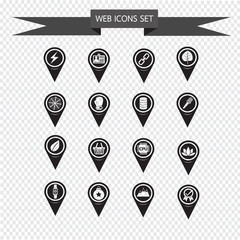 Set of Map Pointer icons for website and communication