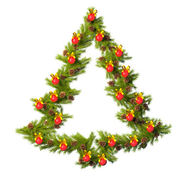 Christmas wreath in the shape of Christmas Star isolated on whit