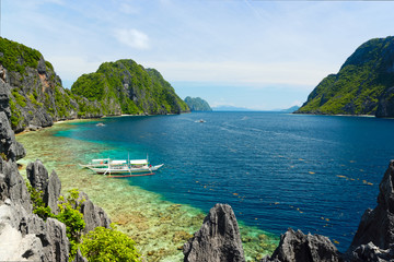 El Nido, Philippines - Tapiutan Strait as seen from Matinloc island (Bacuit Archipelago)