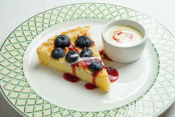 piece of blueberry cheesecake on plate