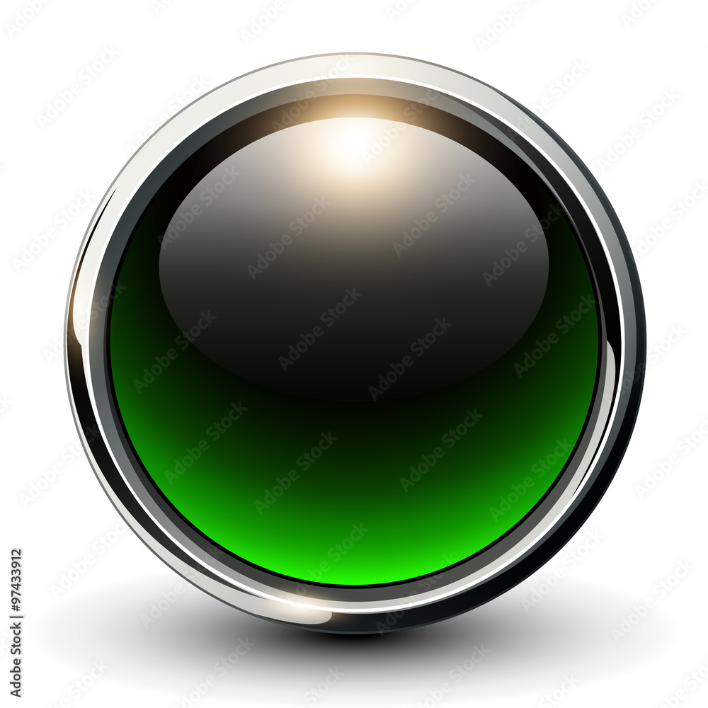 Poster Green shiny button with metallic elements