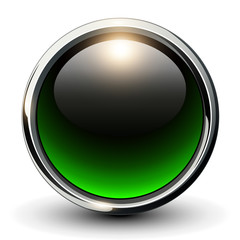 Green shiny button with metallic elements