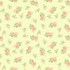 Light gentle yellow seamless pattern with flowers roses 