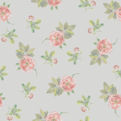 Light seamless grey backgrounds with small roses 