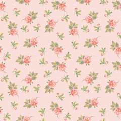 Delicate light pink seamless backdrop with small roses 