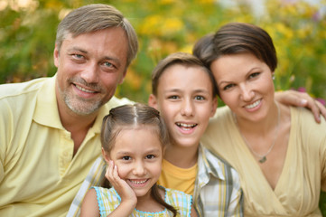 Family resting in  summer park