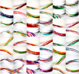 Mega collection of multicolored business wave corporate background, flyer, brochure design templates