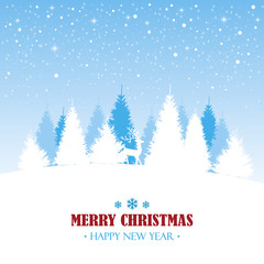 Fototapeta premium Christmas card, wishes, winter landscape