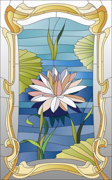 stained glass window with lotus