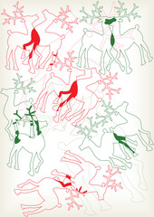 red and green deer silhouettes