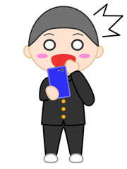 人物　スマホ　驚く