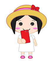 人物　スマホ　笑顔