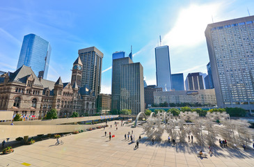 View of Toronto skyline and Nathan Phillips Square in Toronto © Javen