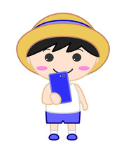 人物　スマホ　笑顔