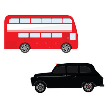 London bus and cab