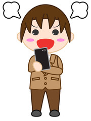 人物　スマホ　怒る