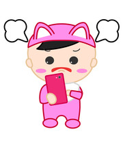 人物　スマホ　怒る