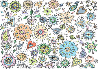 vintage vector background with flowers sketch