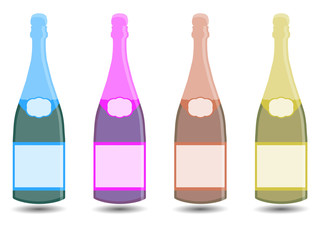 Champagne. A bottle of wine. Vector illustration in a flat style
