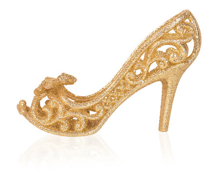 golden women shoe, Christmas decoration