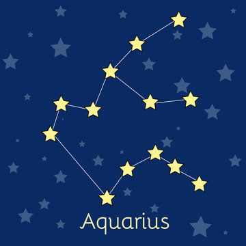 Aquarius Water Zodiac  constellation with stars in cosmos. Vector image