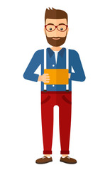 Man using digital tablet.