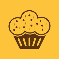 The muffin icon. Dessert and baked, cake, bakery symbol. Flat