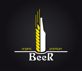 Creative design  organic premium beer emblem. Vector