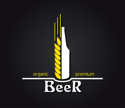 Creative design  organic premium beer emblem. Vector