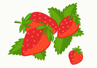 strawberry with green leaves