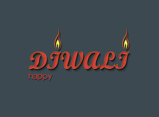 Diwali text art design Vector illustration