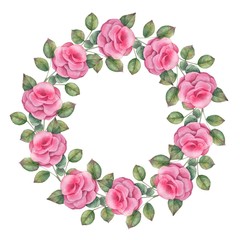 Rose 1. Watercolor wreath